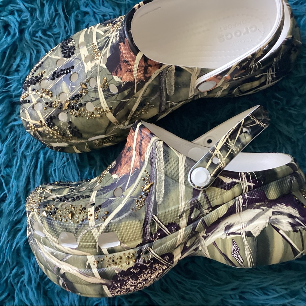 CROCS Camouflage Clogs with Beaded Details